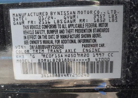 2024 Nissan Sentra S Xtronic Cvt from USA, damaged, VIN 3N1AB8BV4RY290240